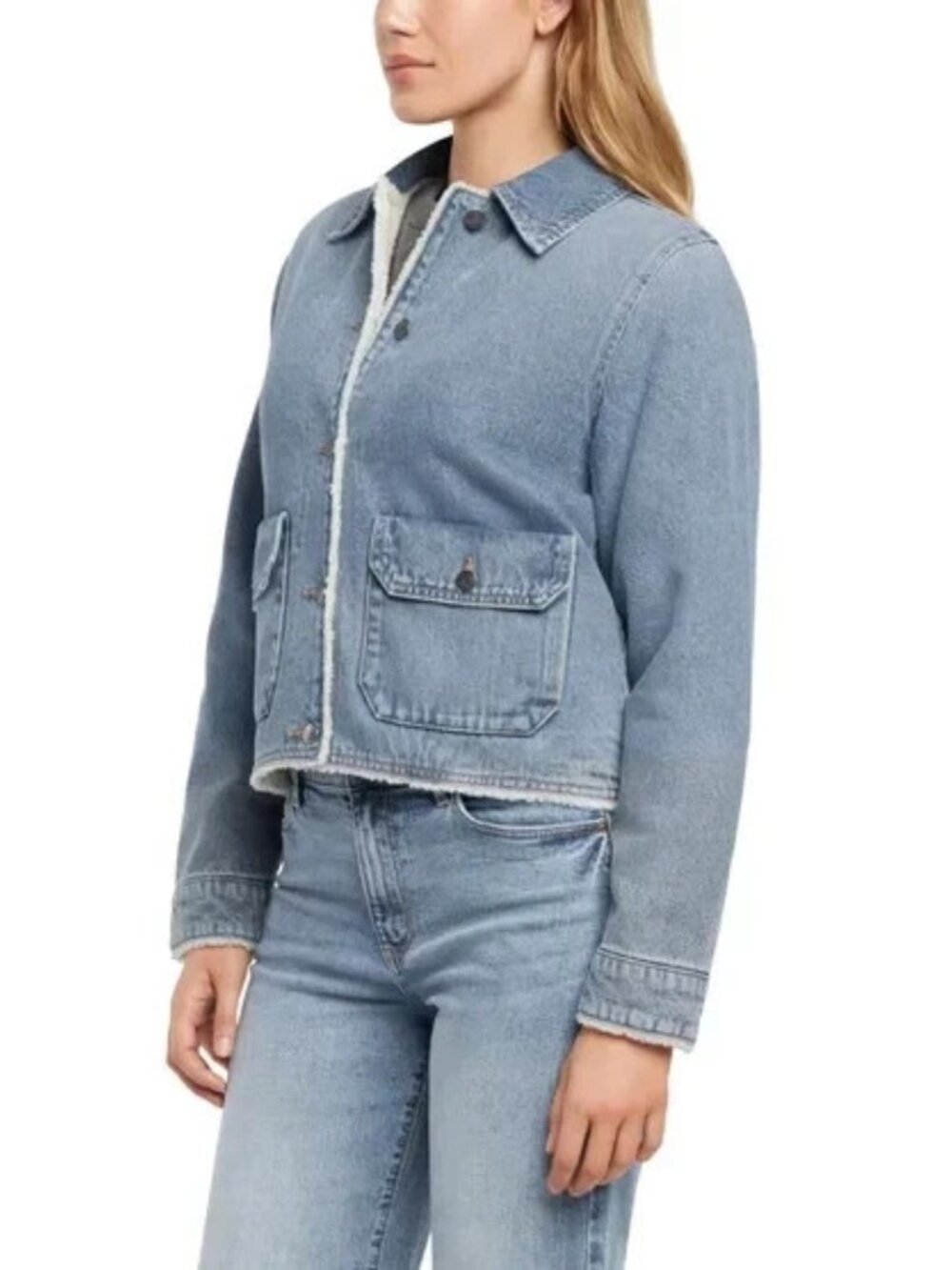 Woolrich Women's Plus Size 2XL XXL Blue Denim Sherpa lined Jacket NWT